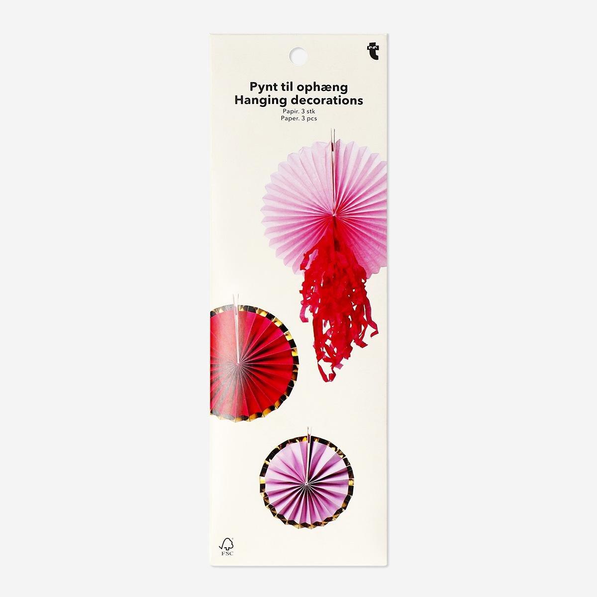 Multicolour Hanging Paper Rosettes - 3 Pcs