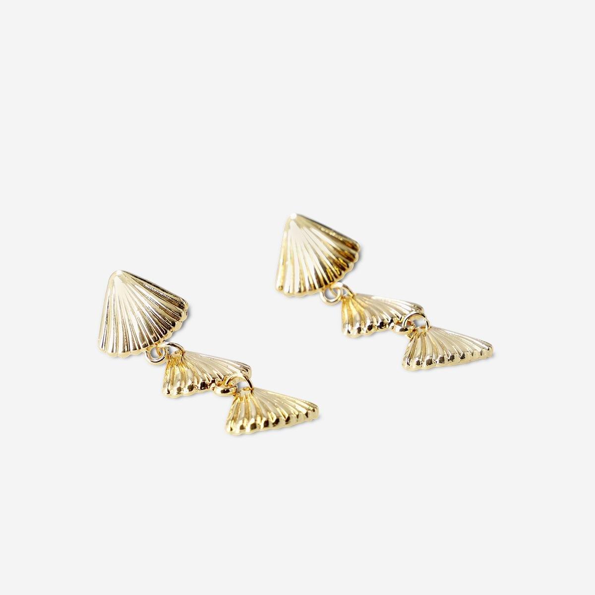 Gold Shells On A Row Earrings