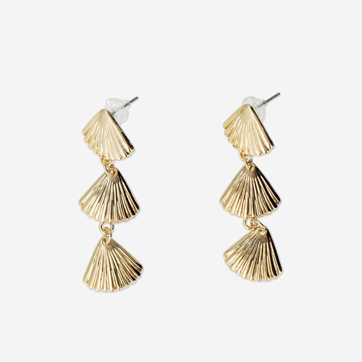 Gold Shells On A Row Earrings