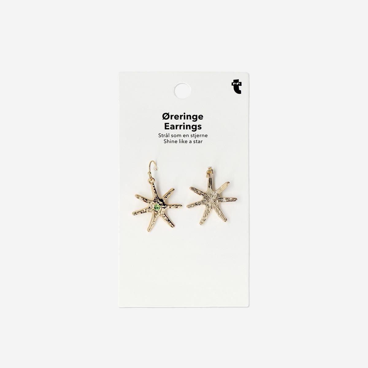 Gold Star Shaped Coloured Stone Earrings