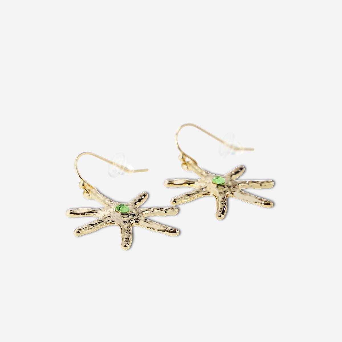 Gold Star Shaped Coloured Stone Earrings