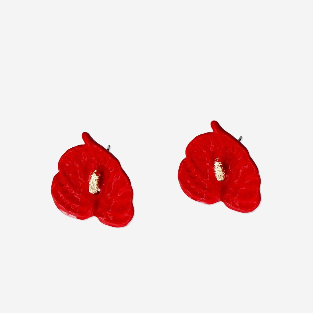 Red Anthurium Earrings