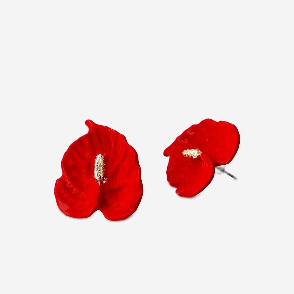 Red Anthurium Earrings