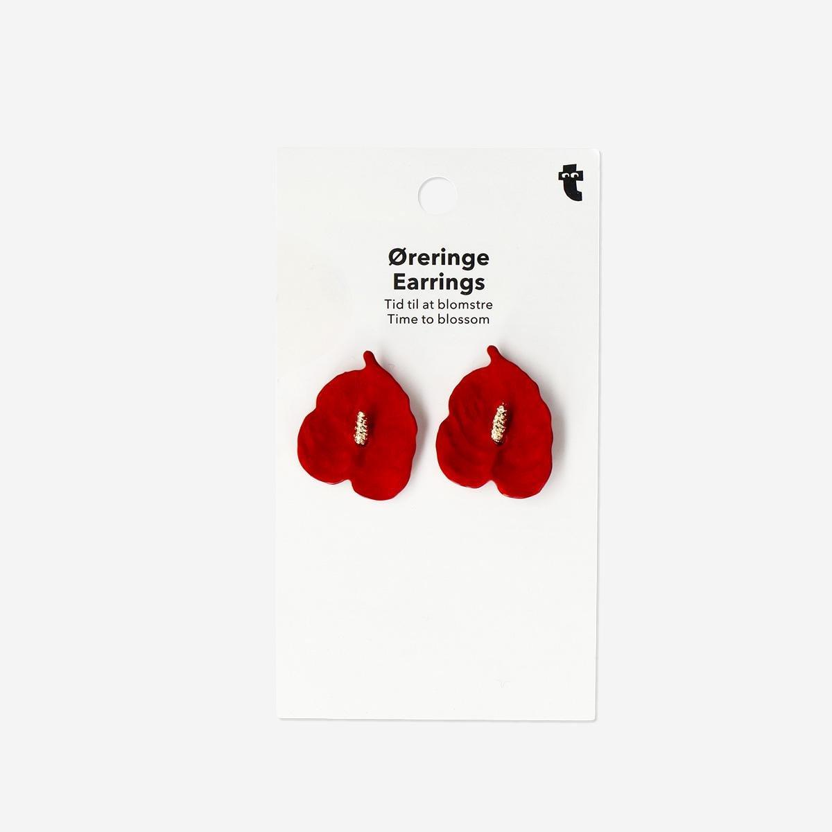 Red Anthurium Earrings