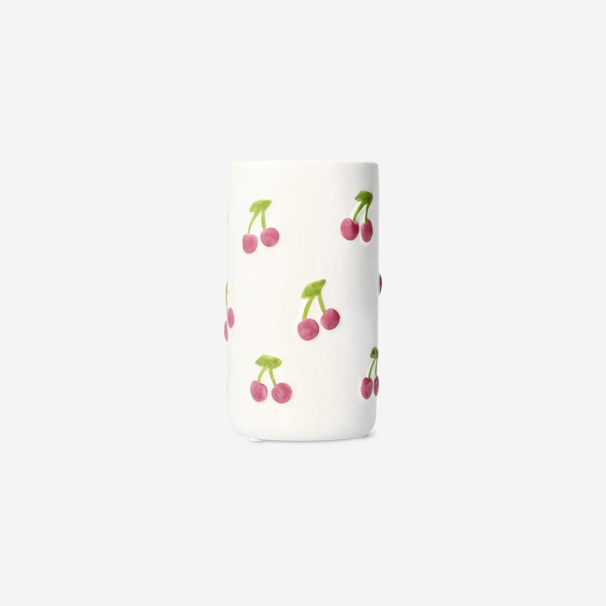 Multicolour Embossed Cherries Vase - 15 Cm