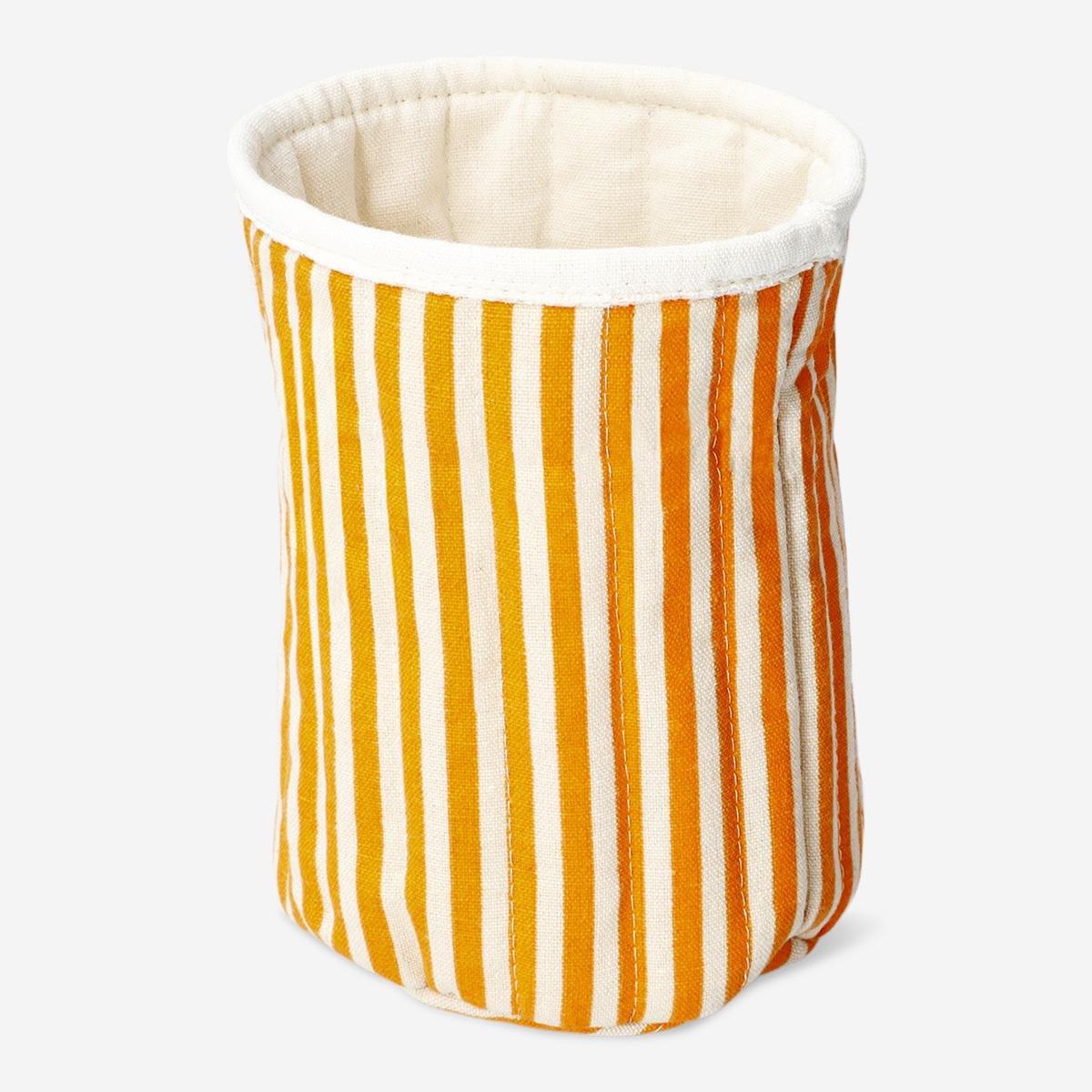 Orange Striped Storage Basket. 17 Cm