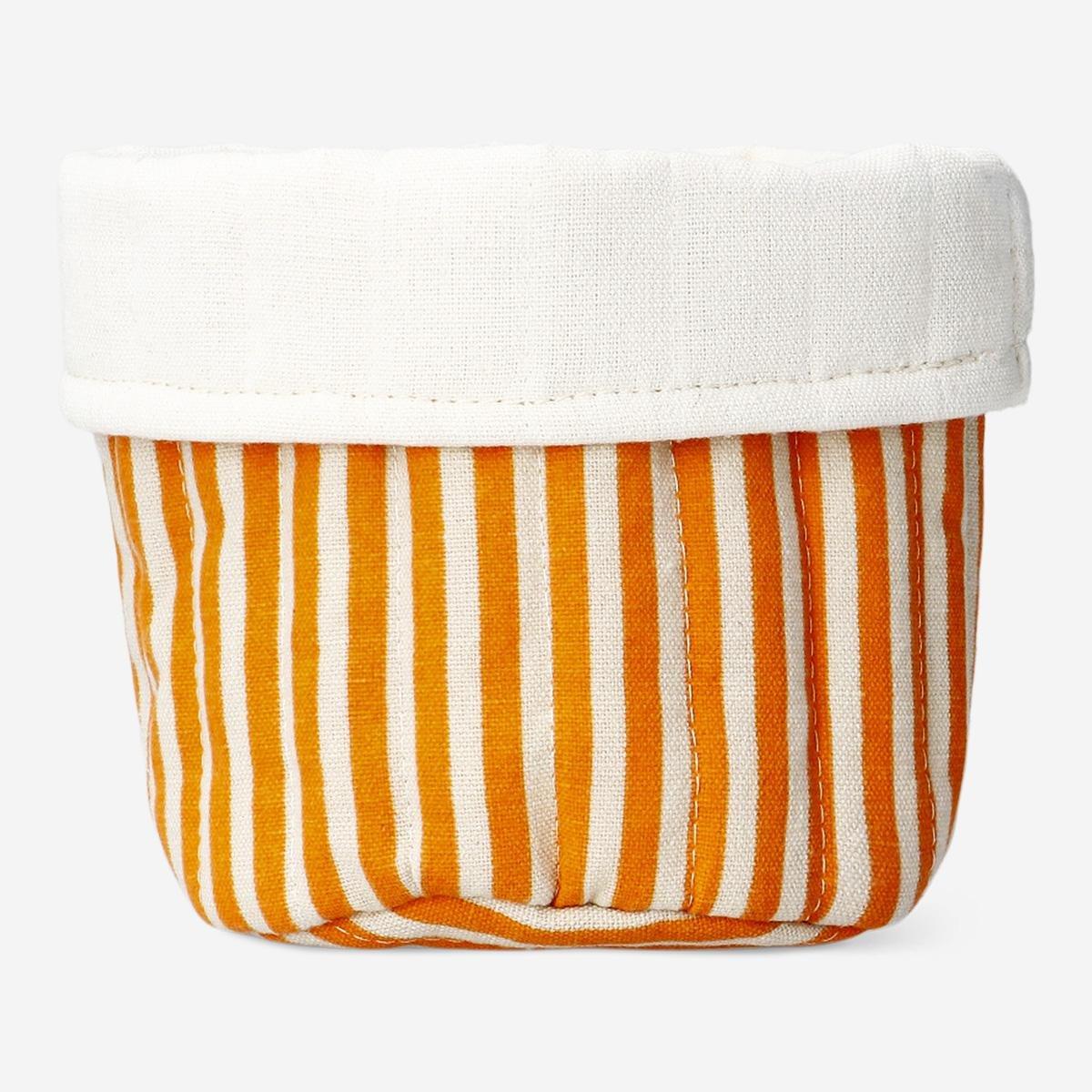 Orange Striped Storage Basket. 17 Cm