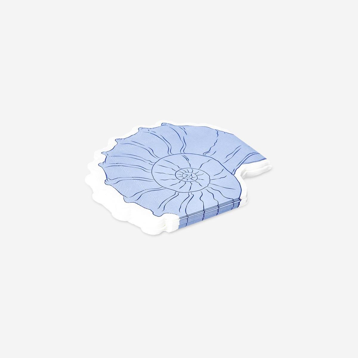Blue Seashell Napkins . 16 Pcs