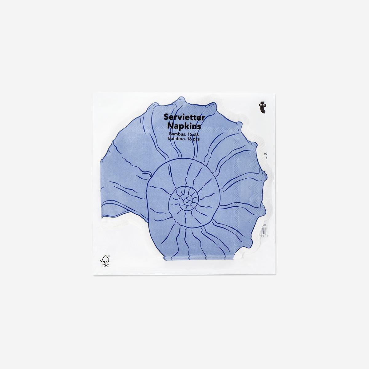 Blue Seashell Napkins . 16 Pcs