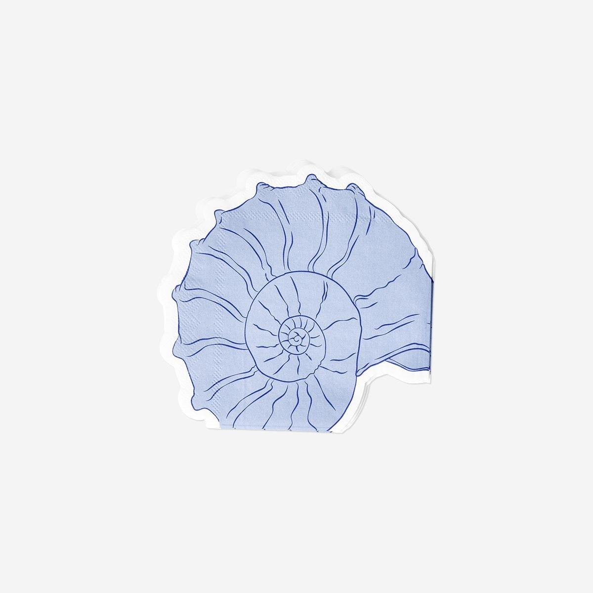 Blue Seashell Napkins . 16 Pcs