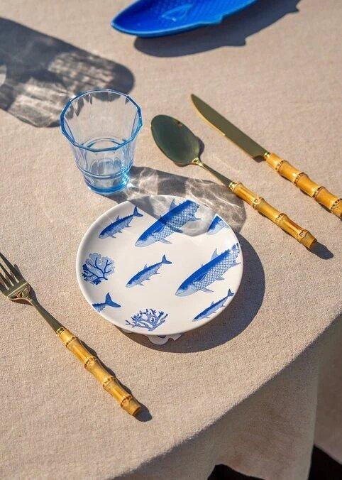 Blue Fish Print Plate - 16 Cm