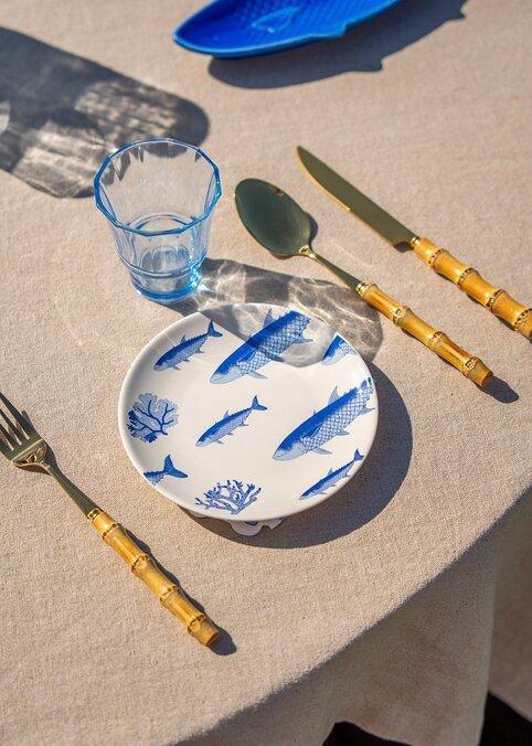 Blue Fish Print Plate - 16 Cm