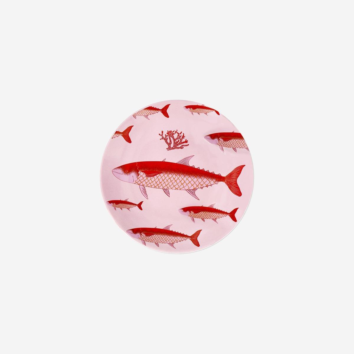 Pink Fish Print Plate - 16 Cm
