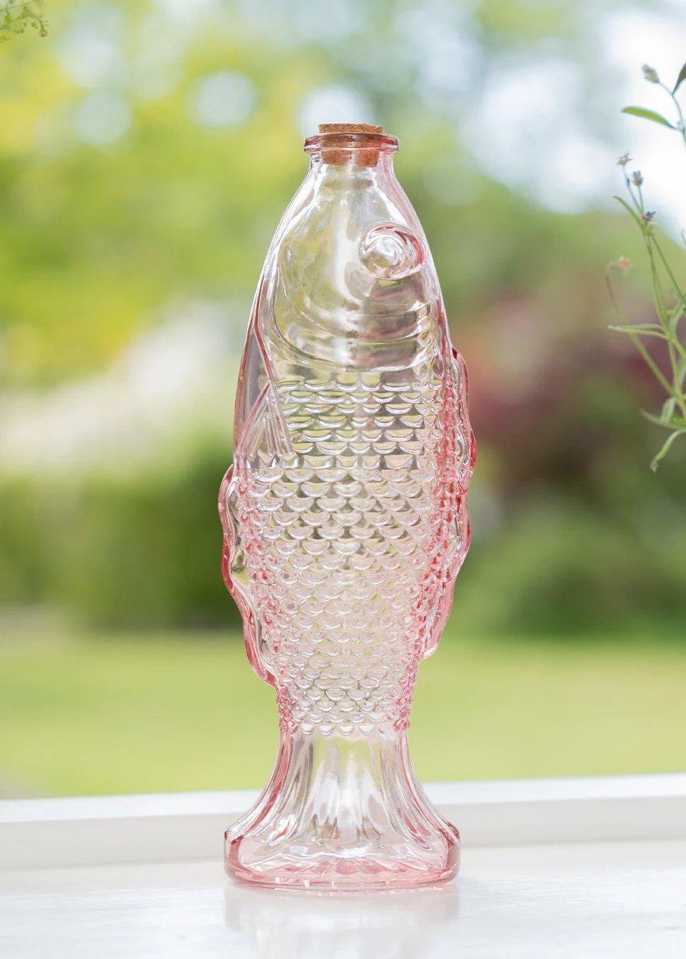 Pink Fish Shaped Glass Bottle . 530 Ml