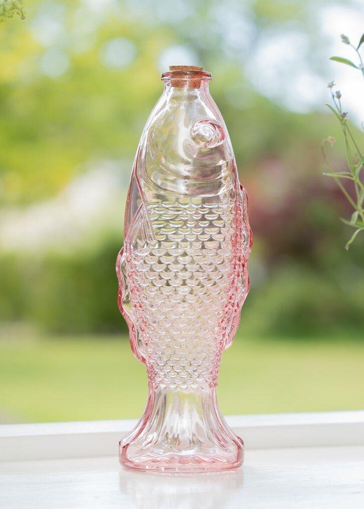 Pink Fish Shaped Glass Bottle . 530 Ml