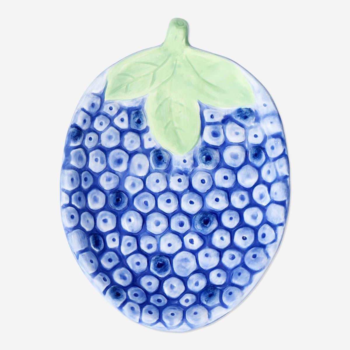 Blue Berry Shape And Embossed Ceramic Plate