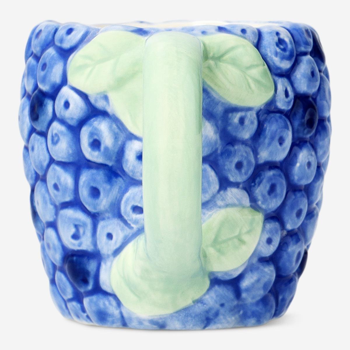 Blue Berry Shape And Embossed Mug With Handle