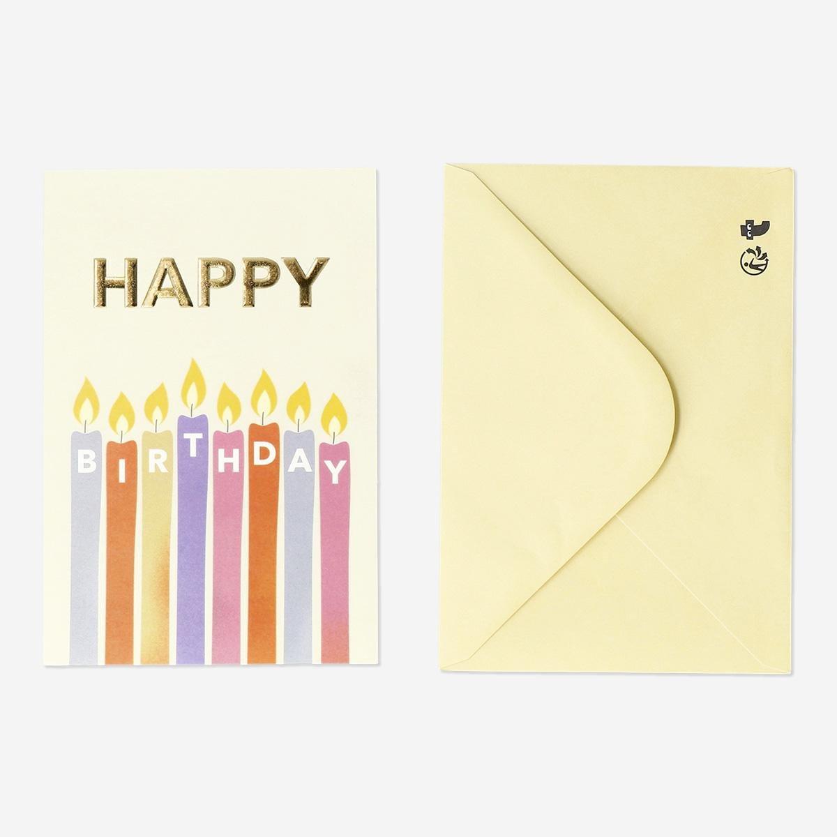 Multicolour Birthday Candles And Envelope Card