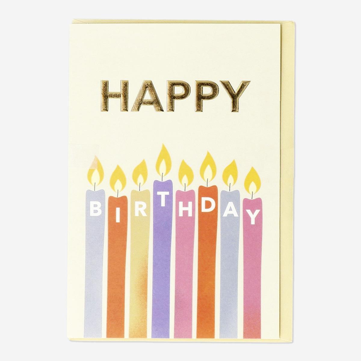 Multicolour Birthday Candles And Envelope Card
