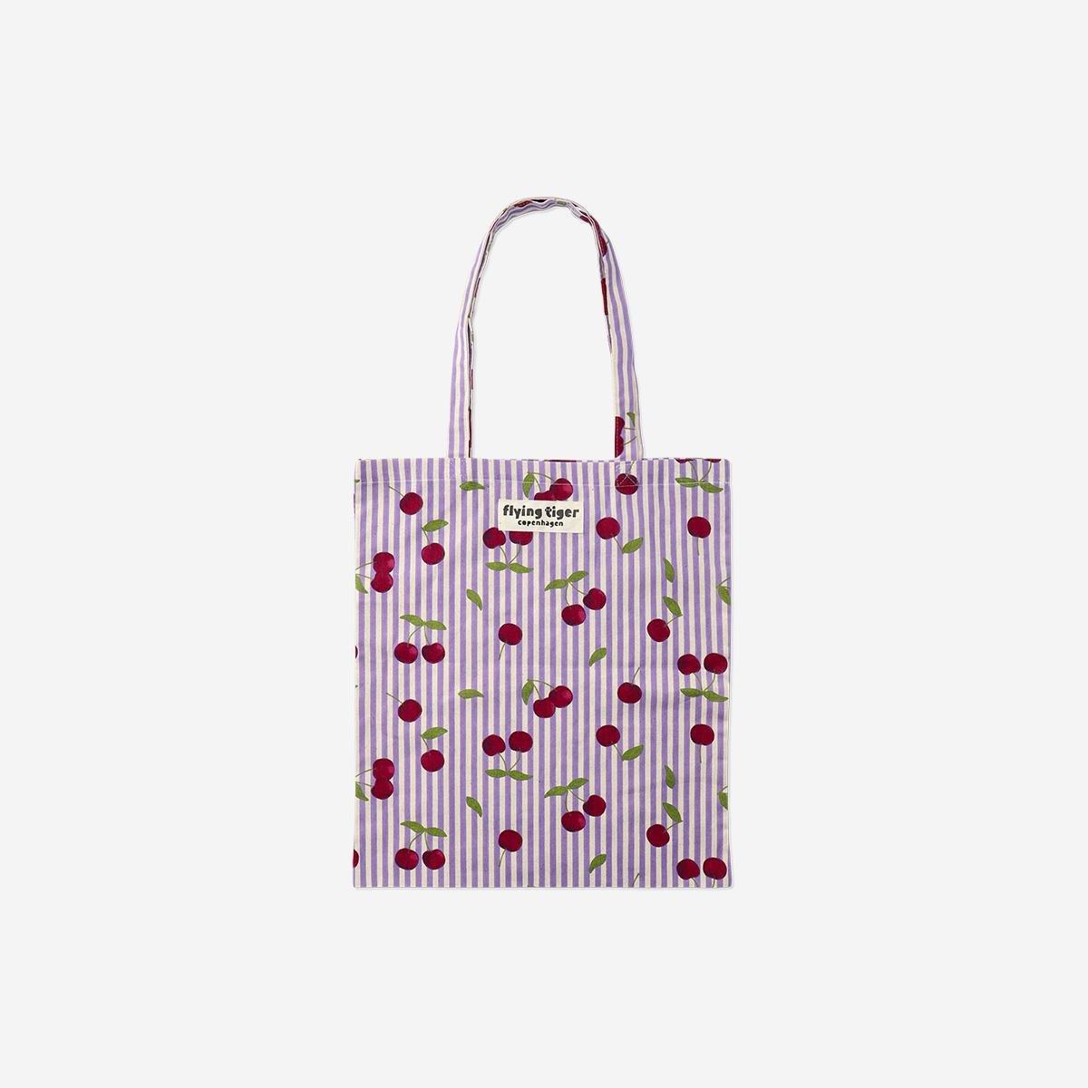 Multicolour Stripes Cherry Tote Bag