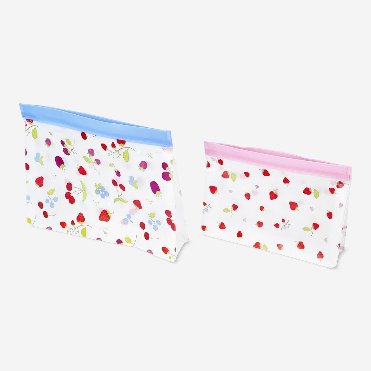 Multicolour Berry Print Grip Seal Bags - 2 Pcs