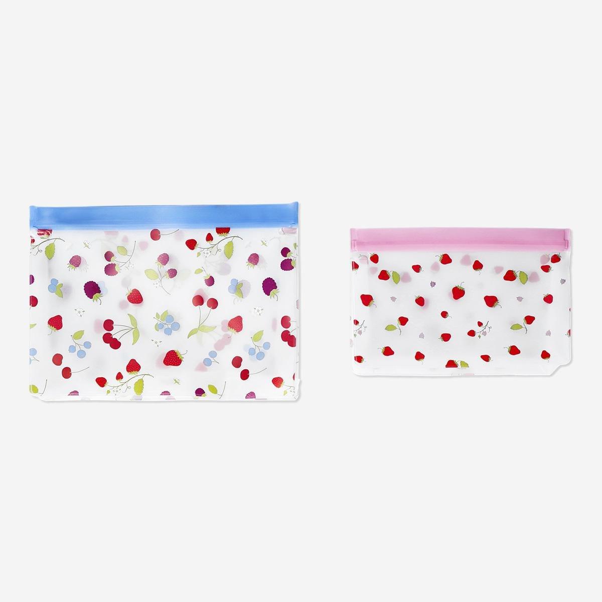 Multicolour Berry Print Grip Seal Bags - 2 Pcs