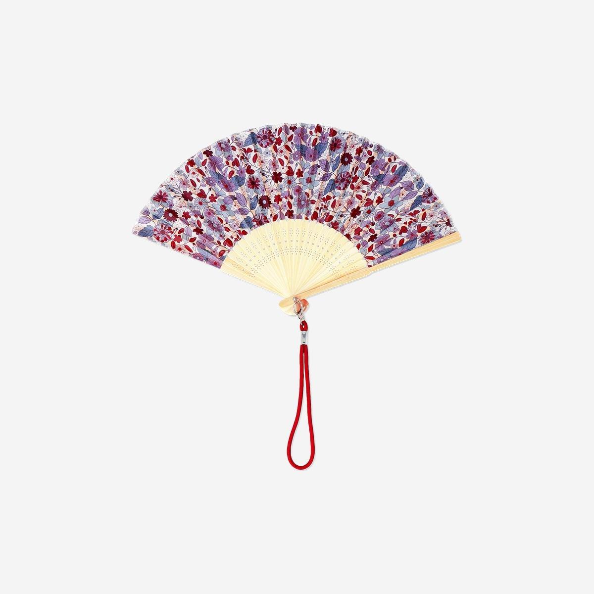 Multicolour Floral Foldable Bamboo Fan