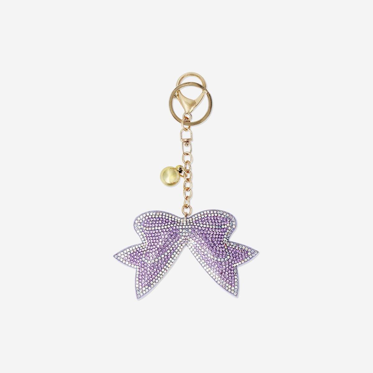 Purple Glitter Bow Key Ring