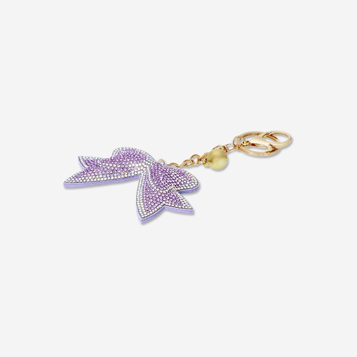 Purple Glitter Bow Key Ring