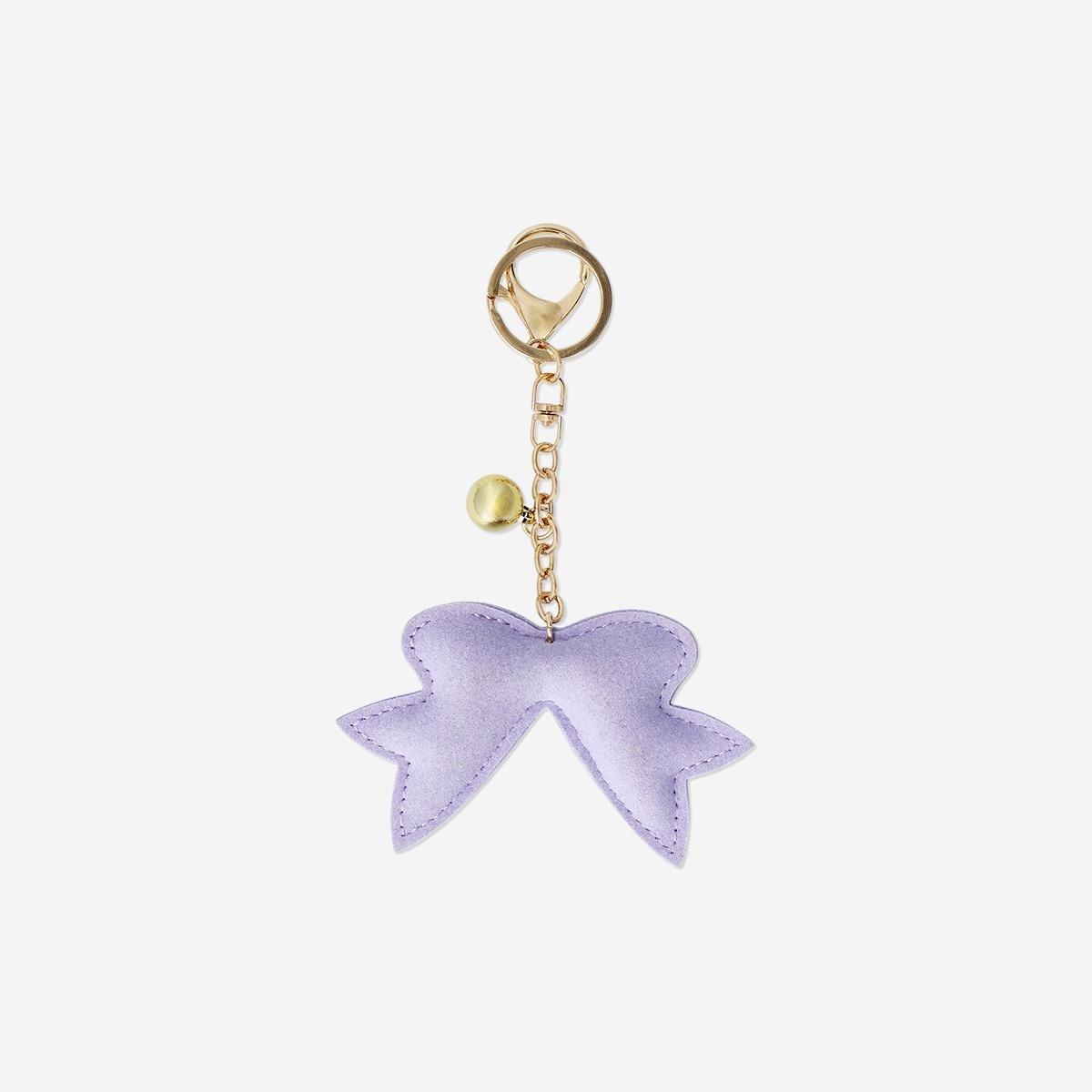 Purple Glitter Bow Key Ring