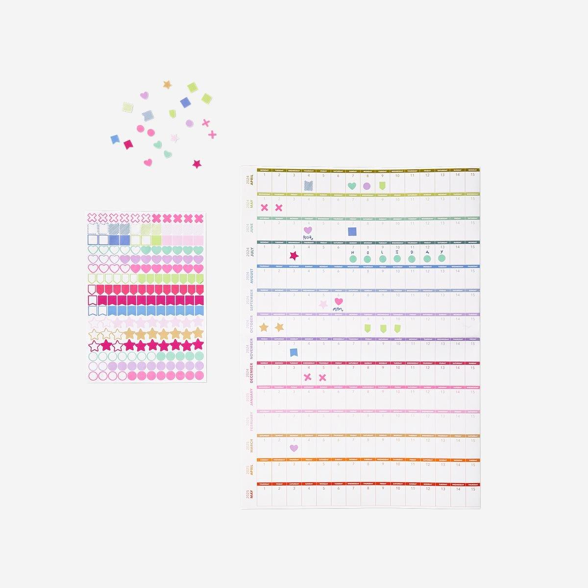 Multicolour Yearly Stickers For Hanging Planner
