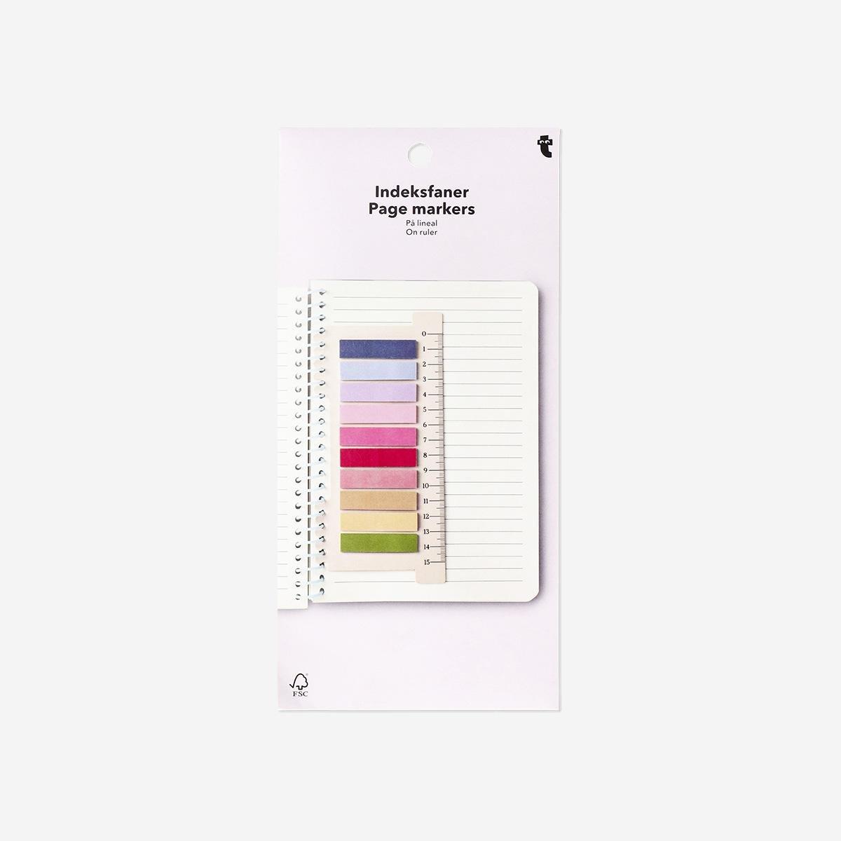 Multicolour Page Markers On Ruler