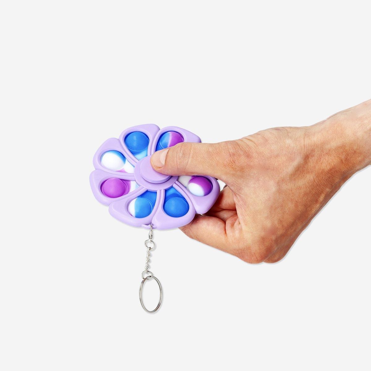 Purple Spinning Flower Key Ring