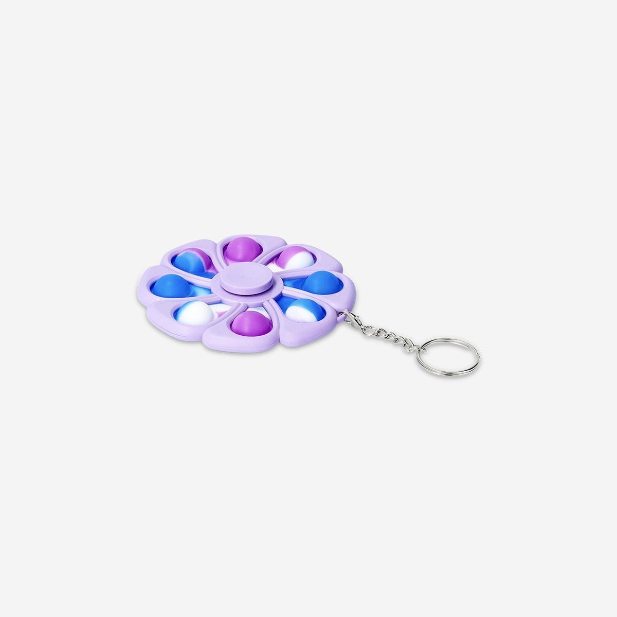 Purple Spinning Flower Key Ring