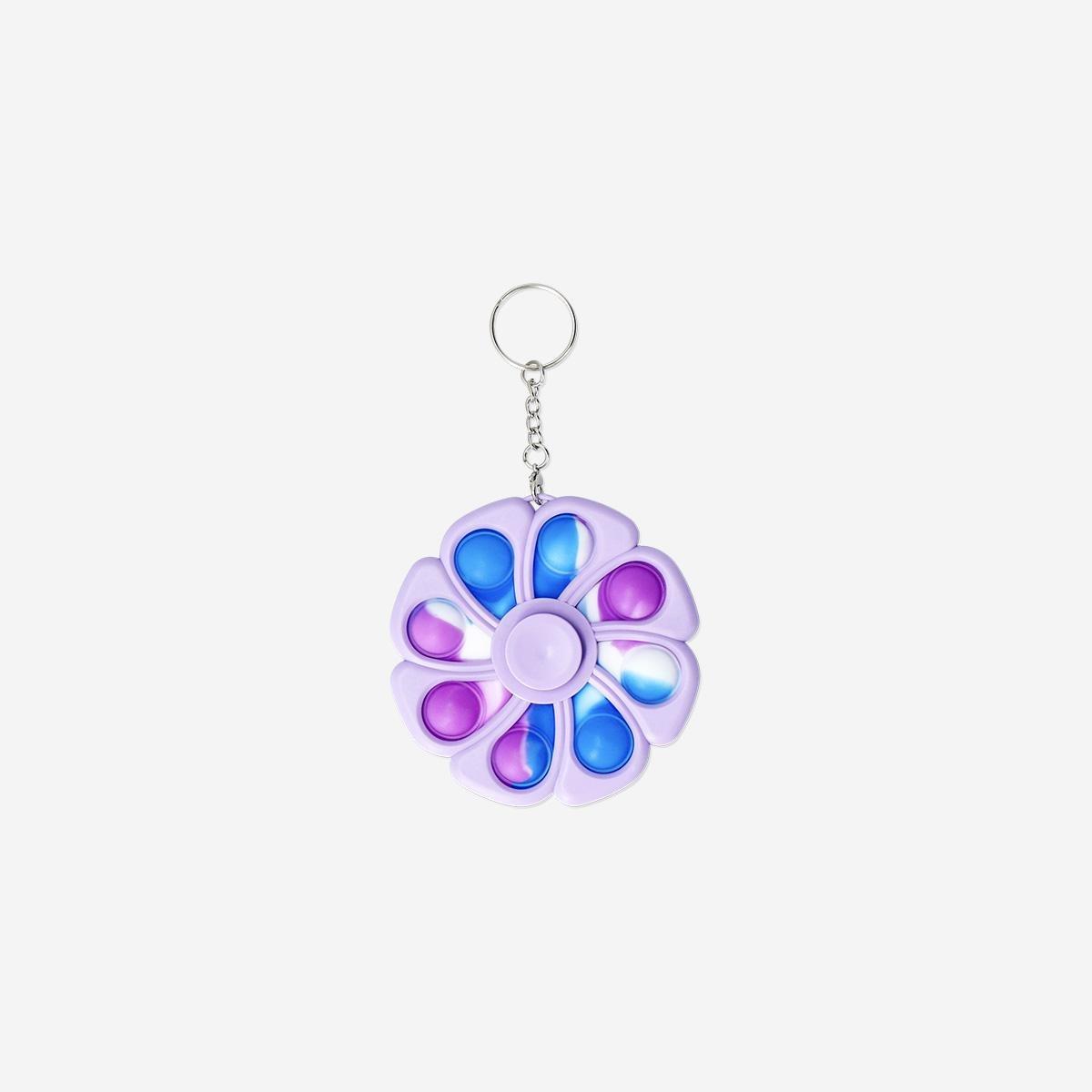 Purple Spinning Flower Key Ring