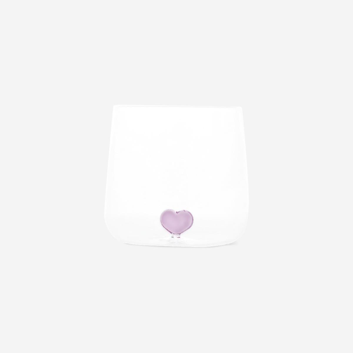 Red Embossed Heart Drinking Glass - 480 Ml
