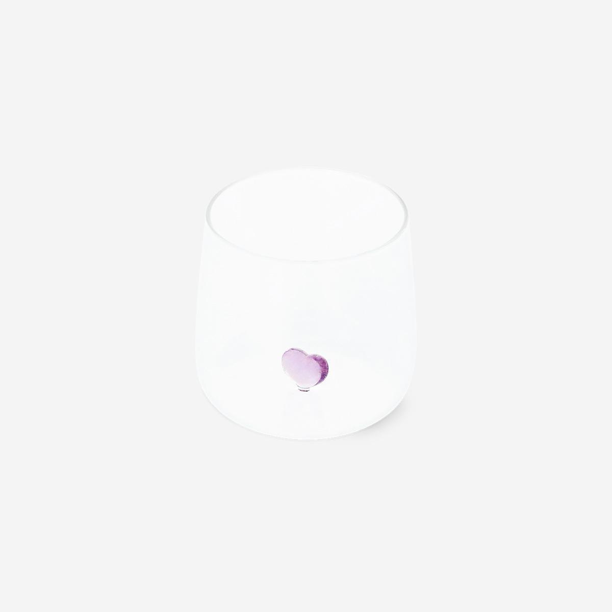 Red Embossed Heart Drinking Glass - 480 Ml