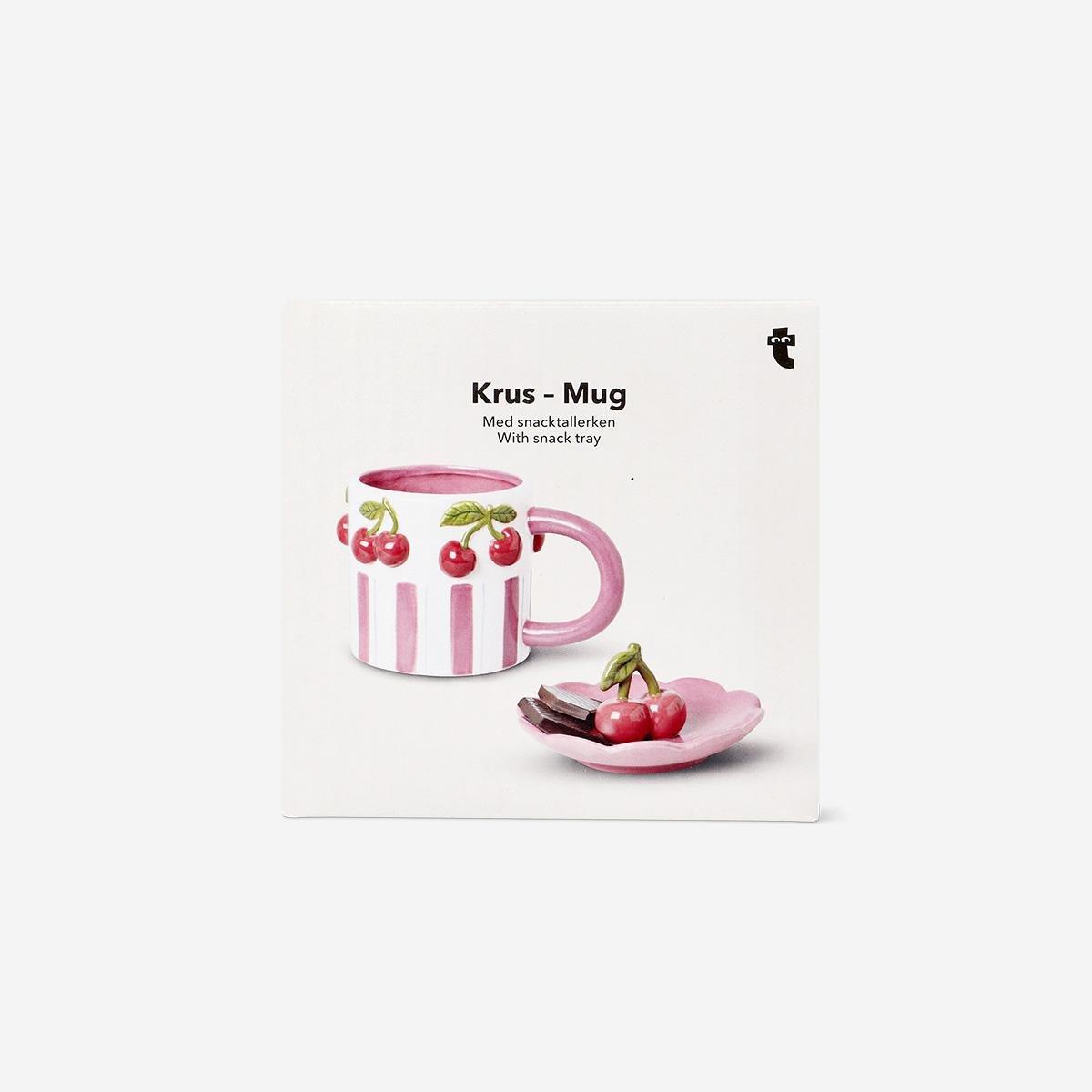 Pink Snack Tray Cherry Mug - 370 Ml