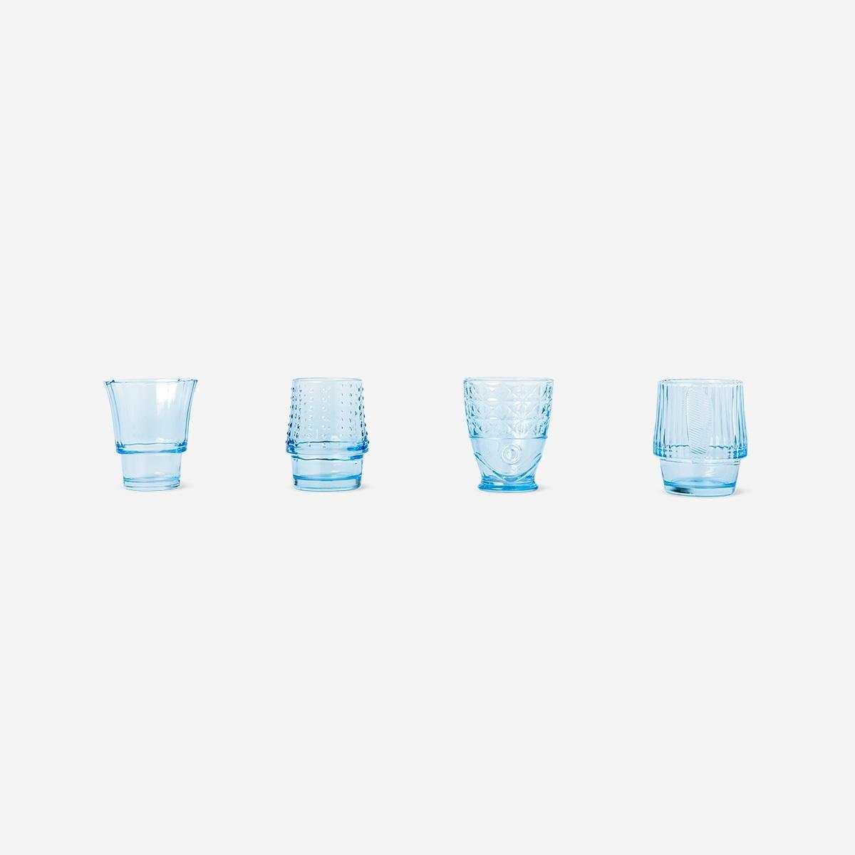 Blue Fish Shaped Drinking Glasses . 4 Pcs