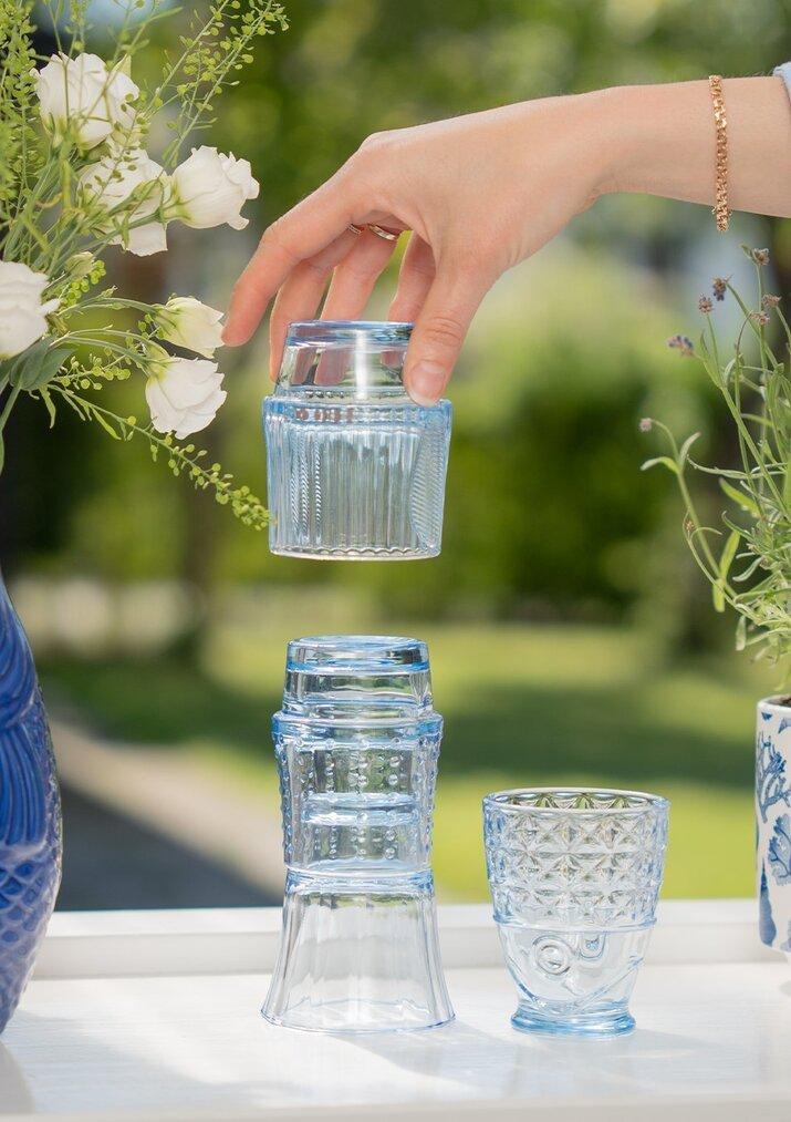 Blue Fish Shaped Drinking Glasses . 4 Pcs