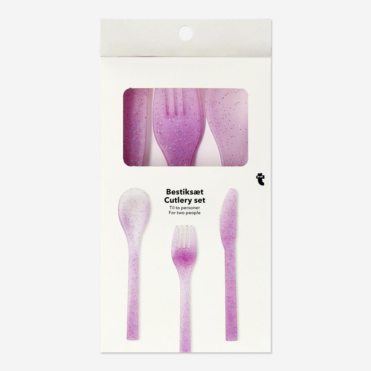 Pink Plastic Cutlery Set - 6 Pcs