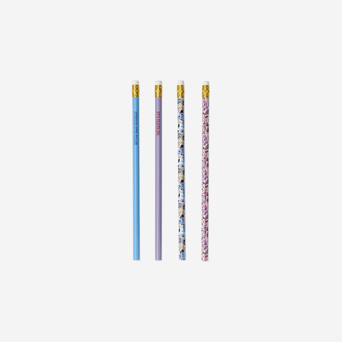 Multicolour Floral Pencils, 4 Pcs