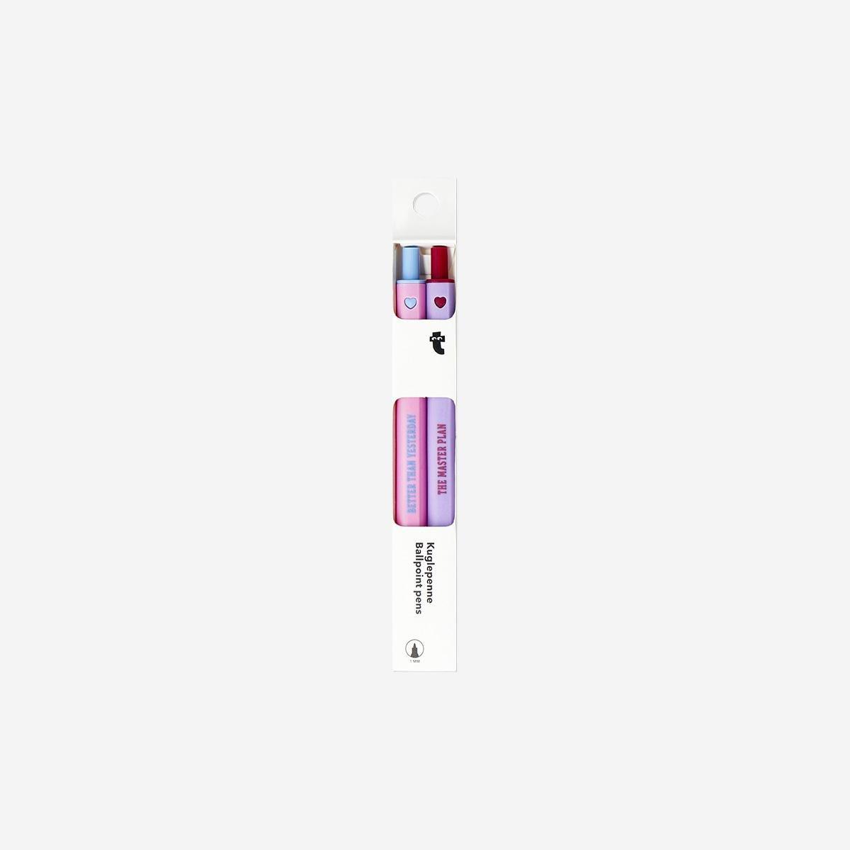 Multicolour Pastel Coloured Ballpoint Pens - 2 Pcs