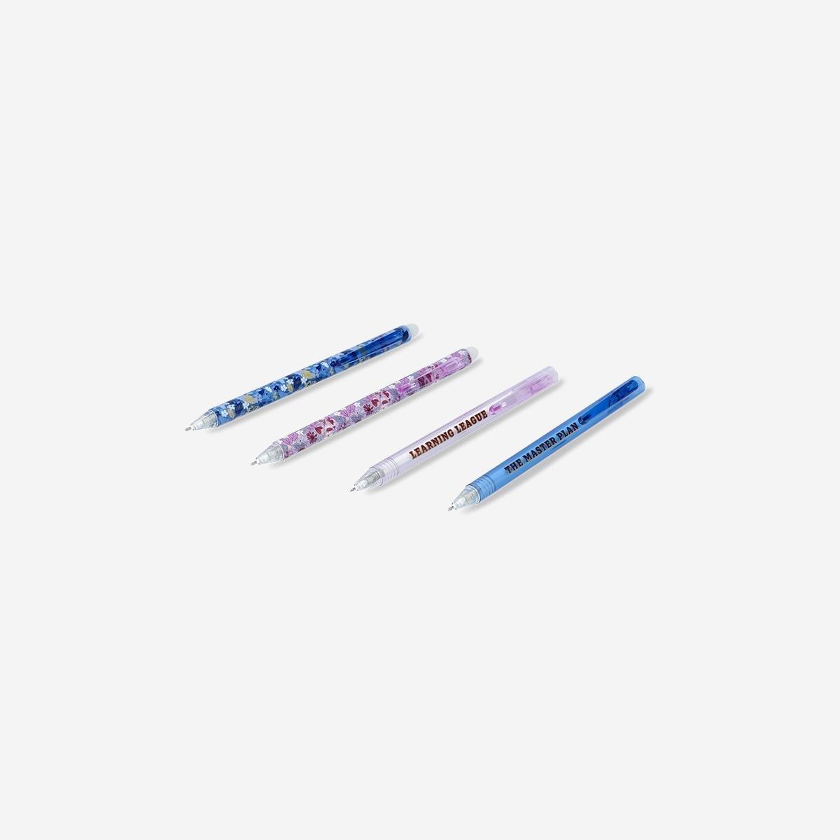 Multicolour Floral Erasable Gel Ink Pens, 4 Pcs