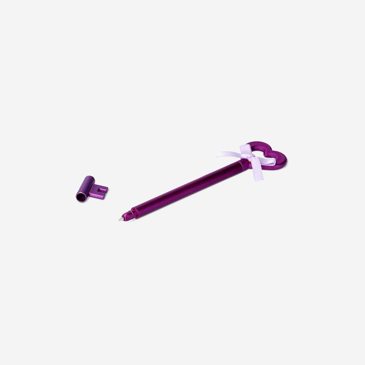 Purple Heart Key Ballpoint Pen - Black Ink