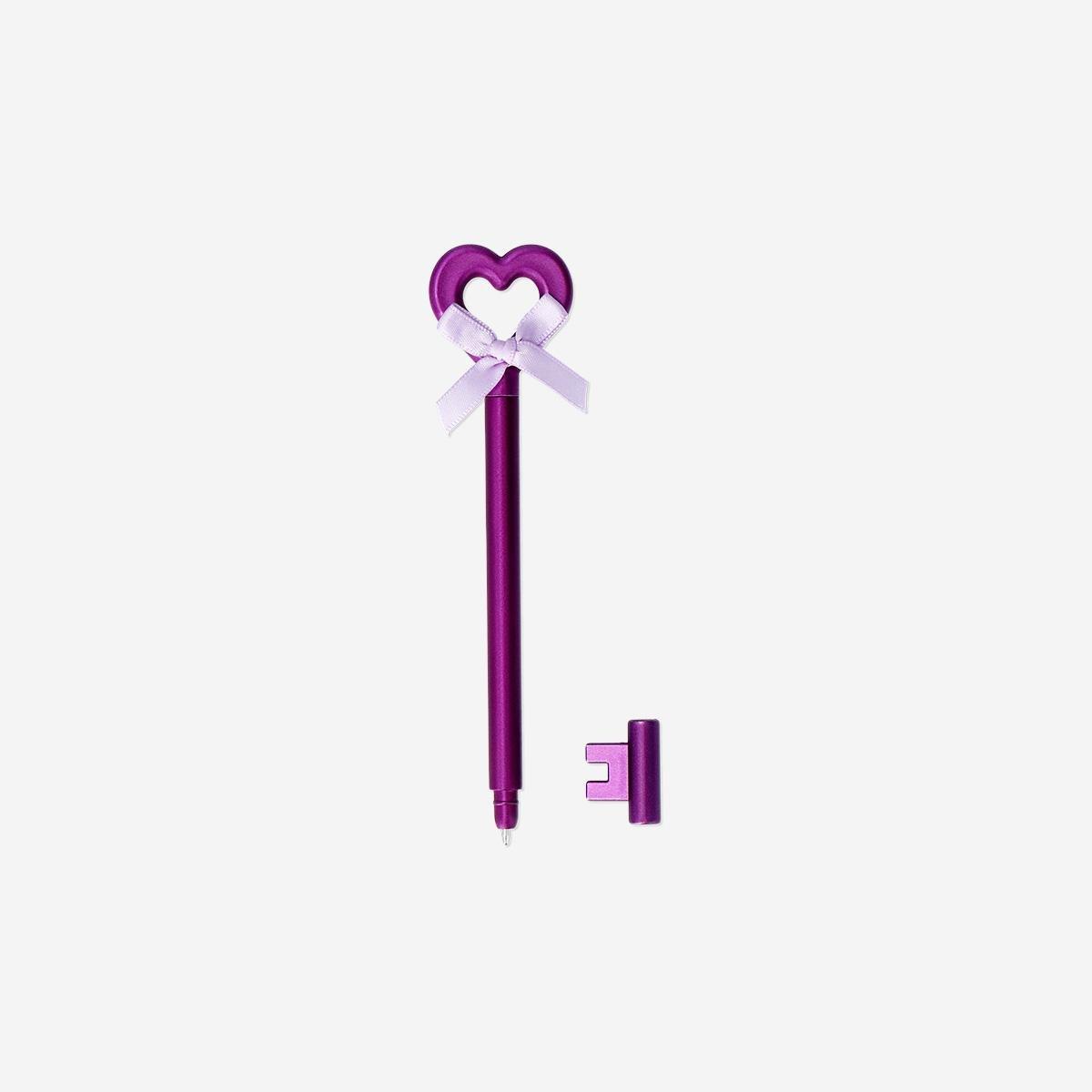 Purple Heart Key Ballpoint Pen - Black Ink