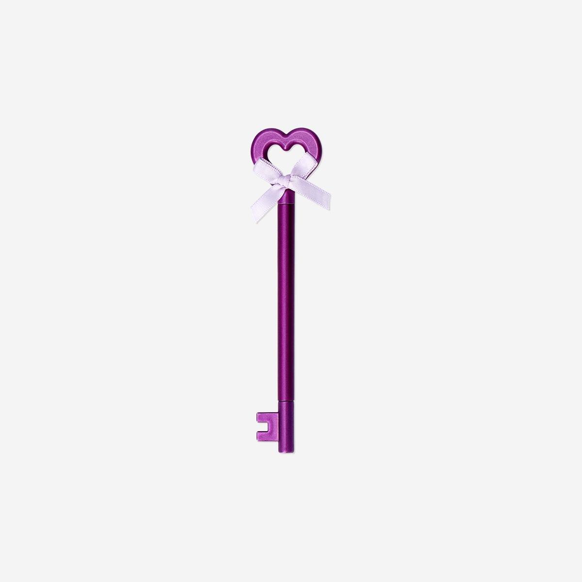 Purple Heart Key Ballpoint Pen - Black Ink