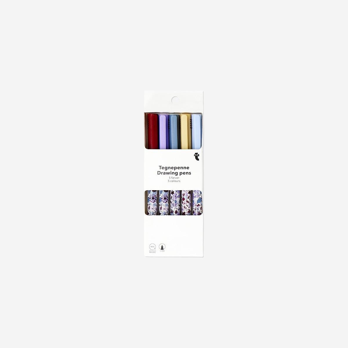 Multicolour 0.4 Mm Tip Drawing Pens, 5 Pcs