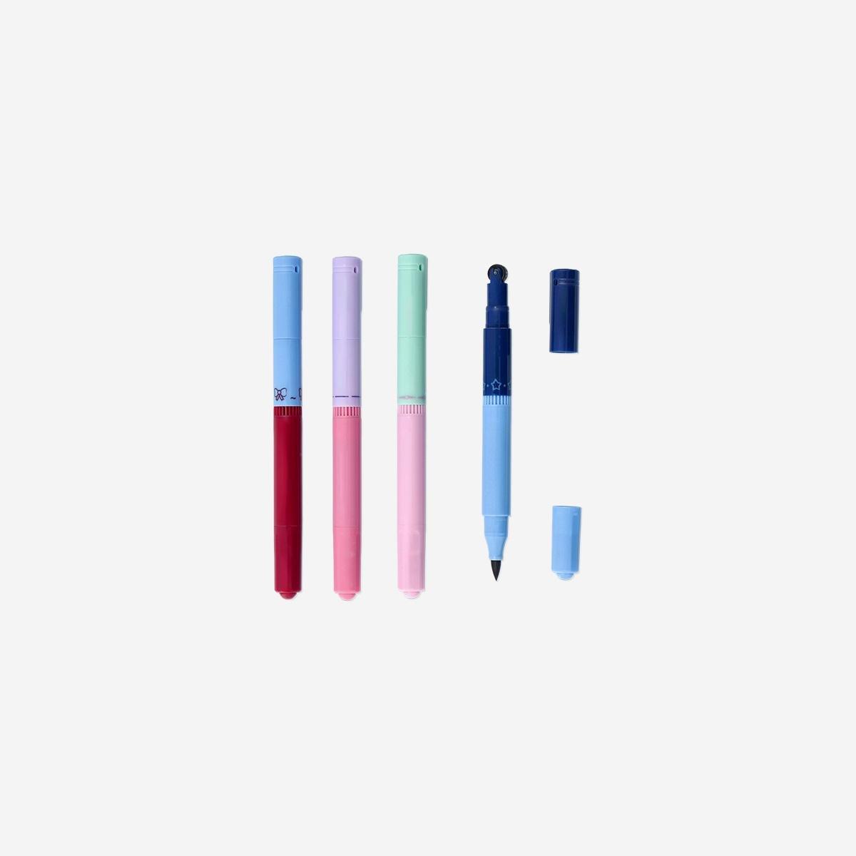 Multicolour Dual Stamp Tip Markers, 4 Pcs