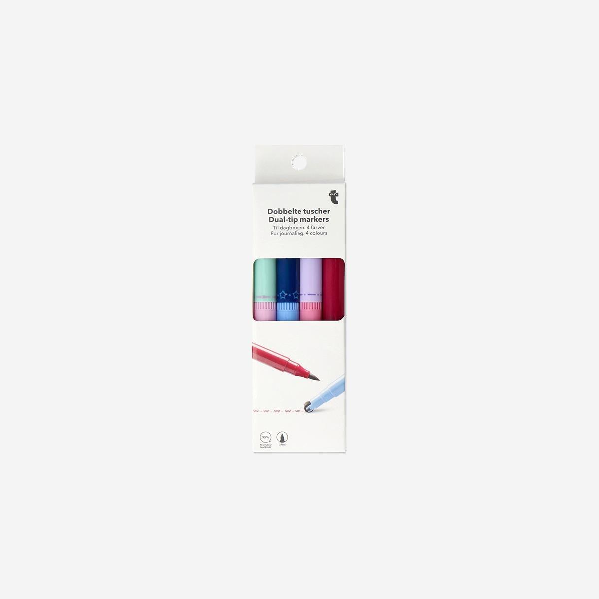 Multicolour Dual Stamp Tip Markers, 4 Pcs